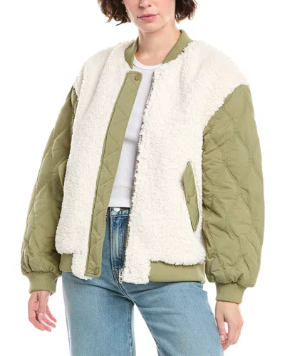 Blanknyc Mixed Media Bomber Jacket In Green