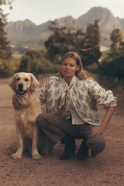 Blanknyc Block Party Floral Quilted Jacket In Gray