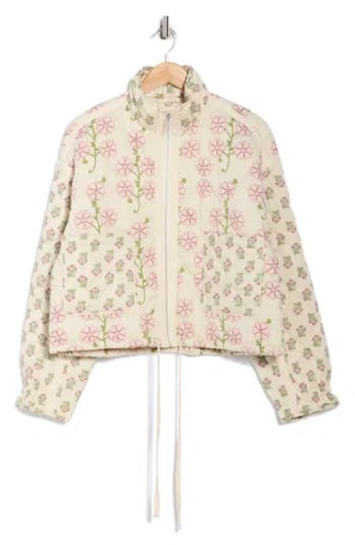 Blanknyc Bloom Bash Quilted Bomber Jacket In Neutral