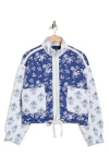 Blanknyc Bloom Bash Quilted Bomber Jacket In Blue
