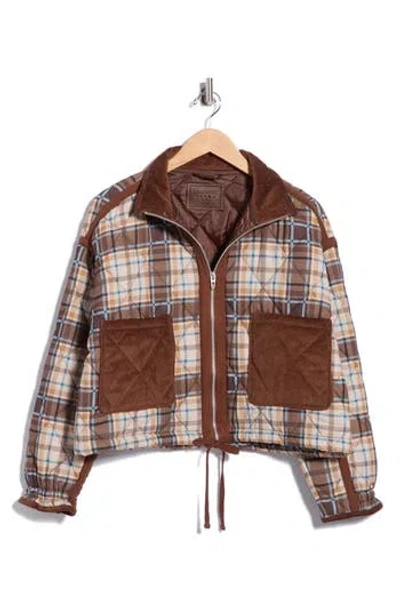 Blanknyc Bloom Bash Quilted Bomber Jacket In Brown