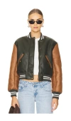 Blanknyc Faux Shearling Lined Faux Leather Bomber Jacket In Army