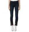 Blanknyc Bond Frayed Slanted Hem Skinny Jean In Dark Blue In Blue