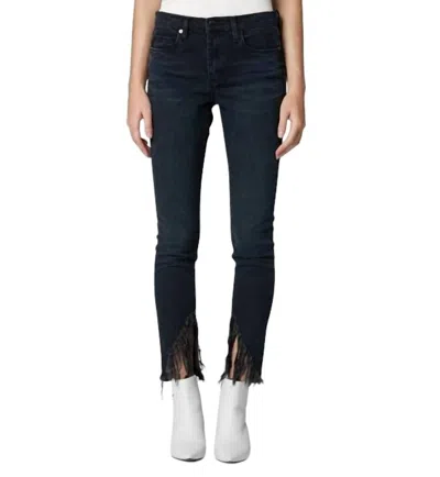 Blanknyc Bond Frayed Slanted Hem Skinny Jean In Dark Blue