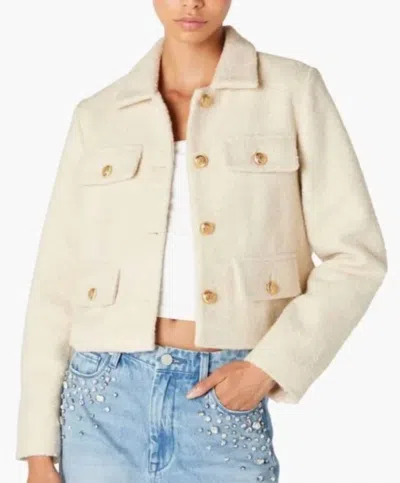Blanknyc Bouclé Crop Shacket In Stay Icy In White
