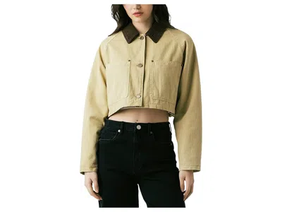 Blanknyc Breaking Camp Cropped Twill Jacket In Sand