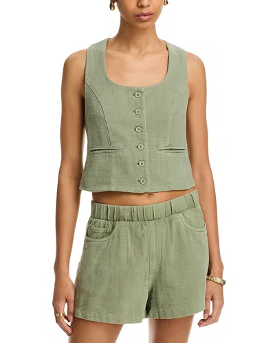 Blanknyc Button Front Vest In Desert Sage