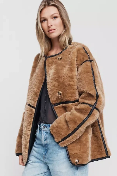 Blanknyc City Lights Faux Sherpa Fleece Jacket In Brown