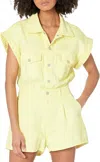 Blanknyc Collared Romper In After Glow In Yellow