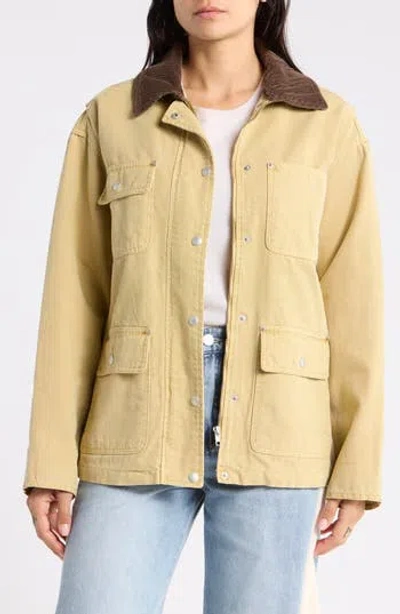 Blanknyc Corduroy Collar Cotton Barn Jacket In Yellow