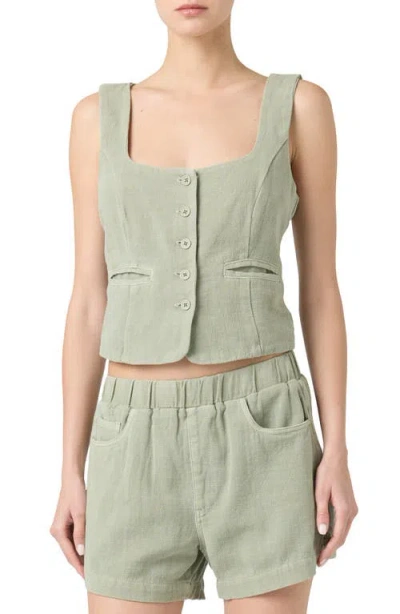 BLANKNYC BLANKNYC COTTON & LINEN CROP BLAZER