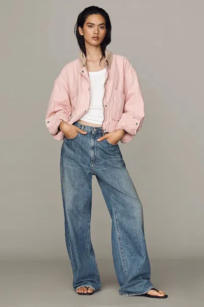 Blanknyc Cotton Crop Bomber Jacket In Pink