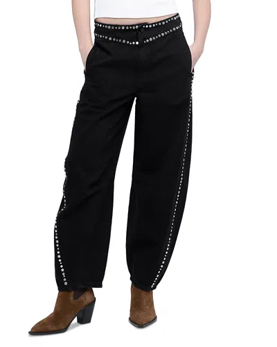 Blanknyc Cotton High Rise Barrel Jeans In Rock The Night In Black