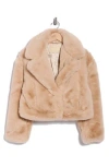 Blanknyc Crop Faux Fur Jacket In Brown