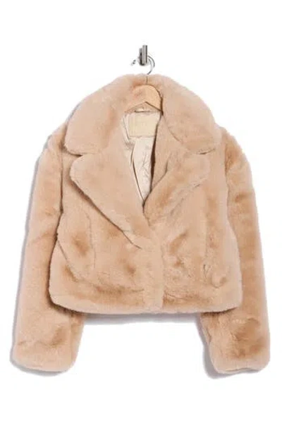 Blanknyc Crop Faux Fur Jacket In Brown