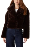 Blanknyc Crop Faux Fur Jacket In Brown