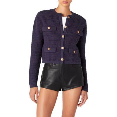 Blanknyc Crop Sweater Jacket In Blue