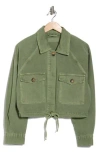 Blanknyc Crop Twill Shirt Jacket In Green