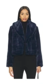 Blanknyc Cropped Faux Fur Coat In Blue