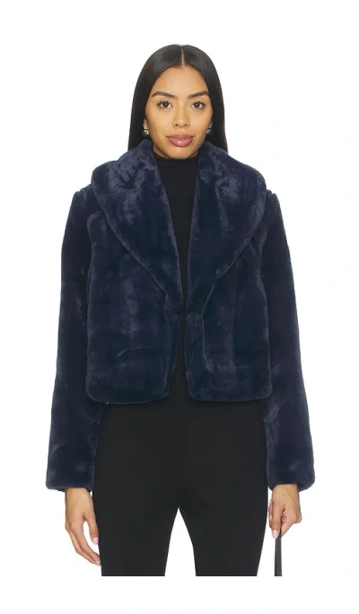Blanknyc Cropped Faux Fur Coat In Blue
