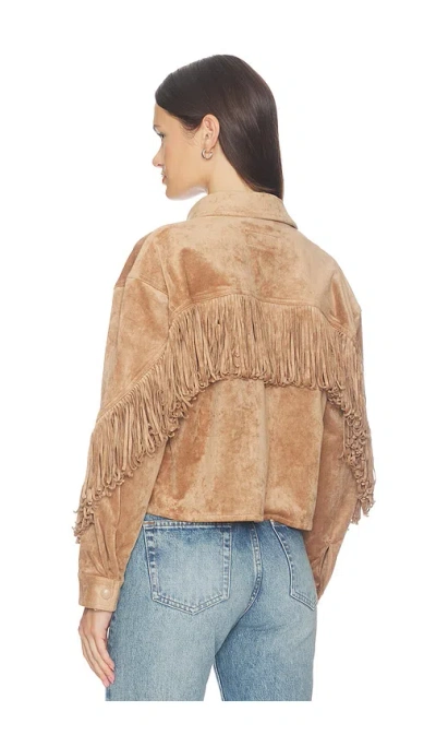Blanknyc Cropped Fringe Jacket In Maple Sugar