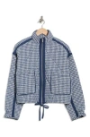 Blanknyc Cropped Quilted Jacket In Blue