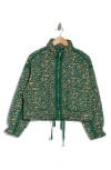 Blanknyc Cropped Quilted Jacket In Green Gardens