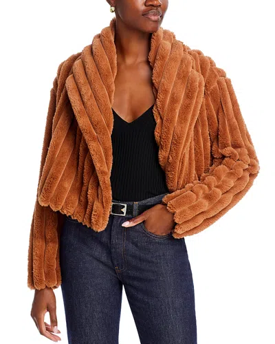 Blanknyc Cropped Slim Fit Faux Fur Jacket In Time Flies