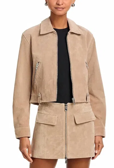 Blanknyc Cropped Suede Jacket In Latte Frappe In Multi