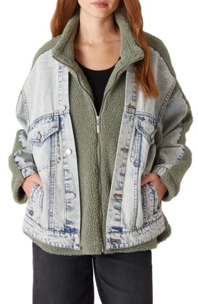 Blanknyc Denim & Faux Shearling Trucker Jacket In Slumber Party