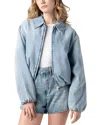 Blanknyc Bottomless Brunch Denim Bomber Jacket In Blue