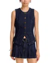 Blanknyc Denim Button Front Vest Top In Blue