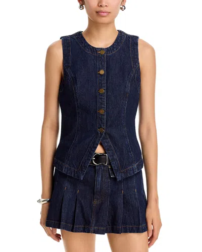 Blanknyc Denim Button Front Vest Top In Blue