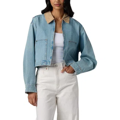 Blanknyc Denim Crop Chore Jacket In Blue