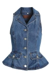 Blanknyc Denim Peplum Vest In Blue
