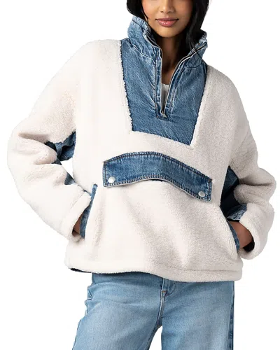 Blanknyc Denim Sherpa Mixed Media Pullover Jacket In Multi