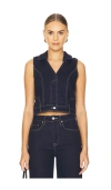 Blanknyc Night Break Dark Wash Collared Denim Vest In Blue