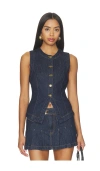 Blanknyc Denim Button Front Vest Top In Blue