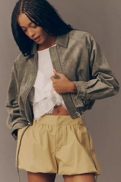 Blanknyc Desert Sage Faux-suede Jacket In Green