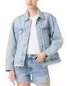 Blanknyc Distressed Oversize Denim Trucker Jacket In True Grit