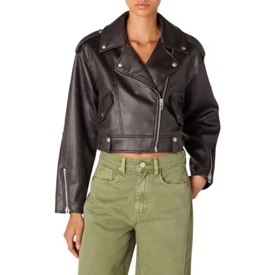 Blanknyc Distressed Faux Leather Moto Jacket In Behind The Scene