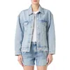 Blanknyc Distressed Oversize Denim Trucker Jacket In True Grit