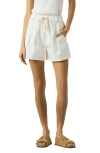 Blanknyc Drawstring Waist Pleated Cotton Twill Shorts