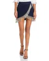Blanknyc Embellished Fringe Denim Mini Skirt In Bling Bling