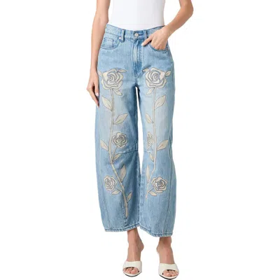 Blanknyc Embroidered Barrel Leg Jeans In Together Again