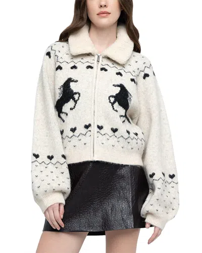 Blanknyc Fair Isle Zip Up Cardigan In Neutral