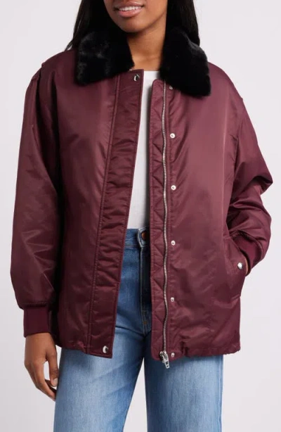 Blanknyc Faux Fur Collar Jacket In Overachiever