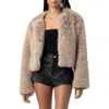 Blanknyc Faux Fur Crop Jacket In Brown