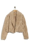 Blanknyc Faux Fur Crop Jacket In Brown