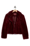 Blanknyc Faux Fur Crop Jacket In Burgundy